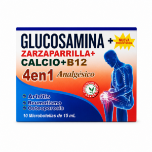 Glucosamina + Zarzaparrilla + Calcio + B12 4 en 1 - 10 microbotellas