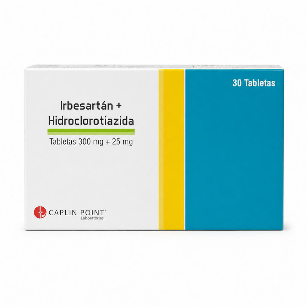 Irbesartán 300 mg + Hidroclorotiazida 25 mg - 30 tabletas