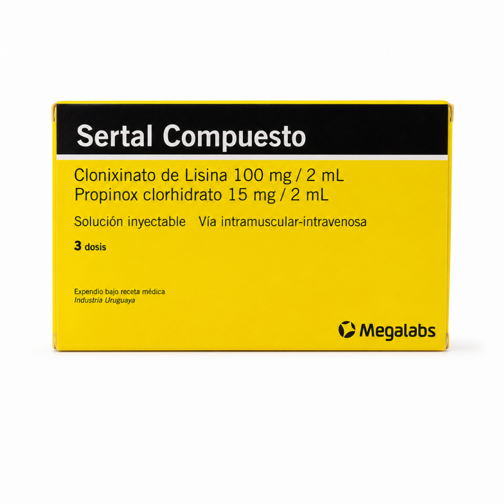 Sertal Compuesto 100 mg/2 ml + 15 mg/2 ml - inyectable