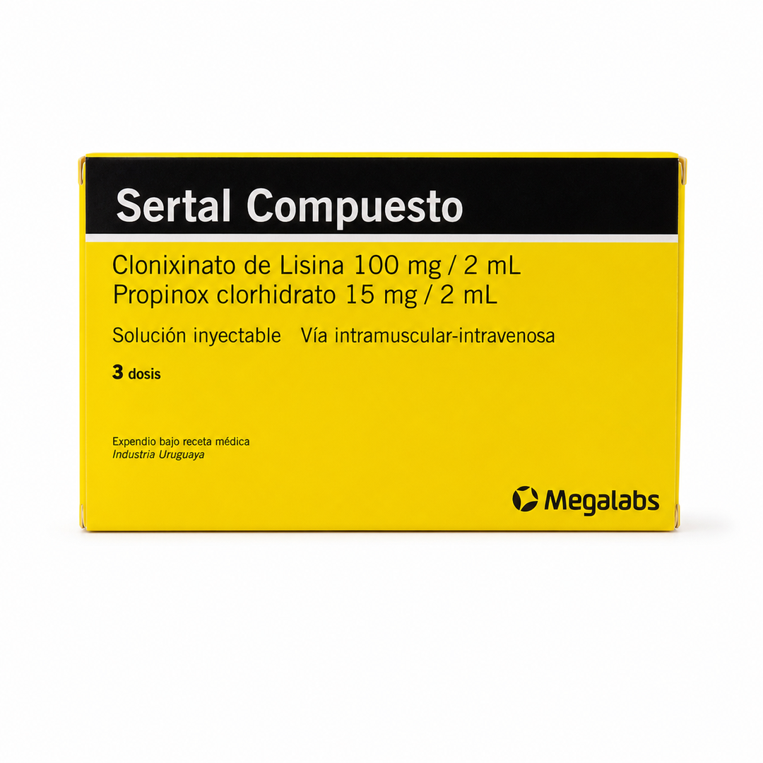 Sertal Compuesto 100 mg/2 ml + 15 mg/2 ml - inyectable